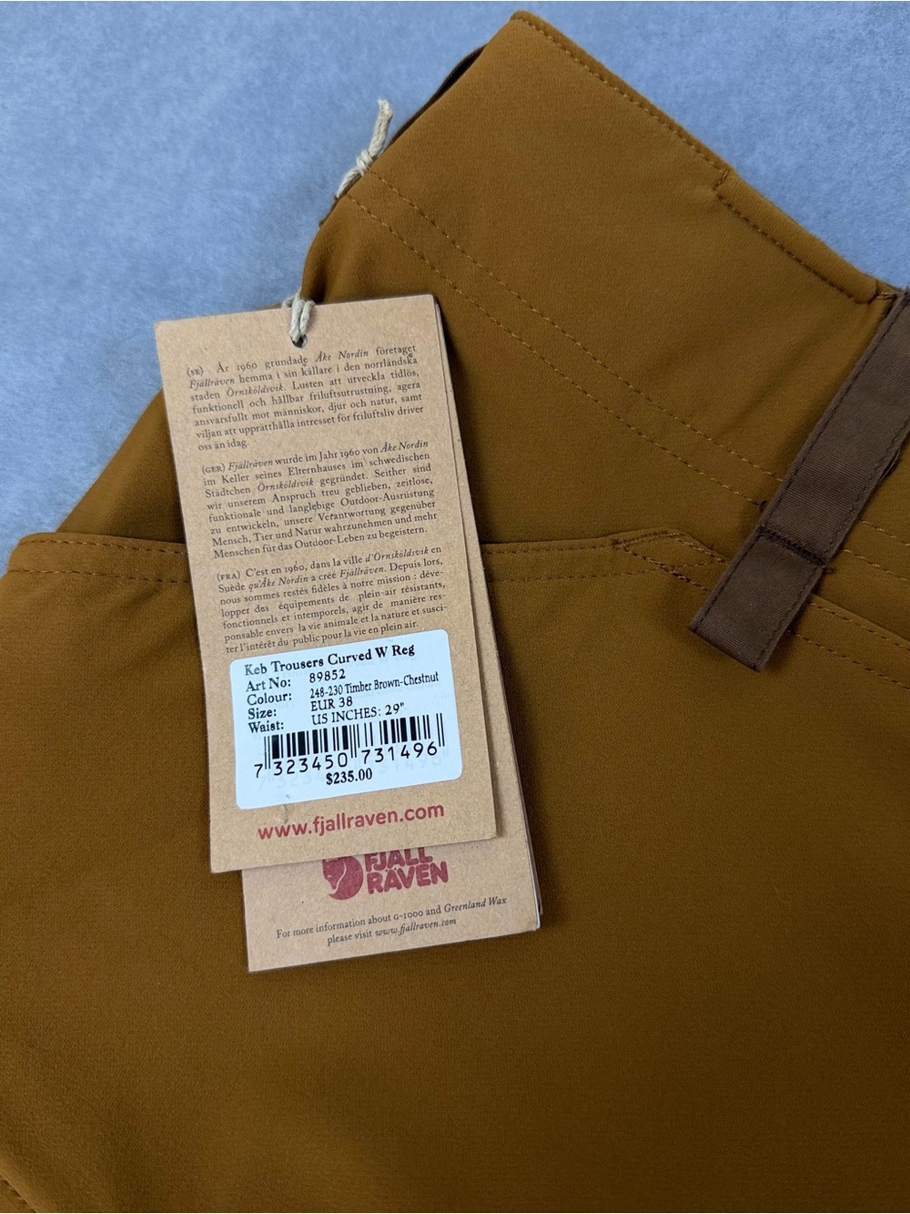 Fjallraven Keb Trousers Curved W G-1000 Women’s US 29 NWT Brown - Picture 4 of 13